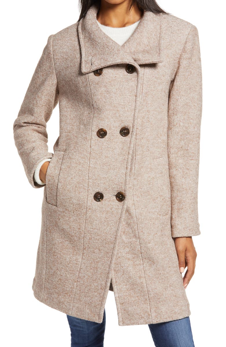Ellen Tracy Double Breasted Wool Blend Coat, Main, color,