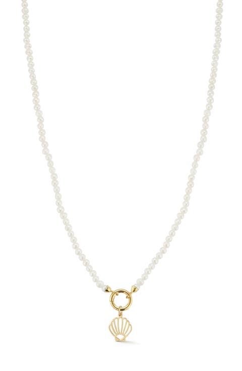 Turquoise Beaded Shell Pendant Necklace