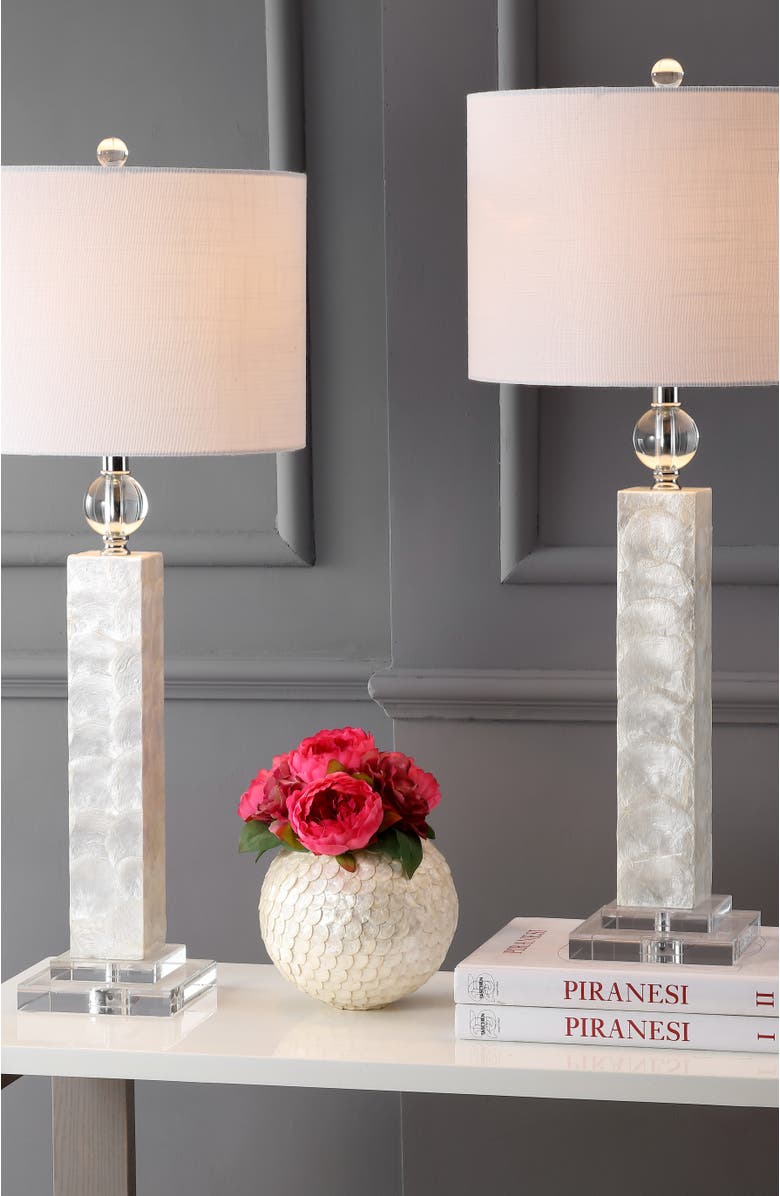 JONATHAN Y Bailey 32" LED Seashell Table Lamp, White, Alternate, color, White