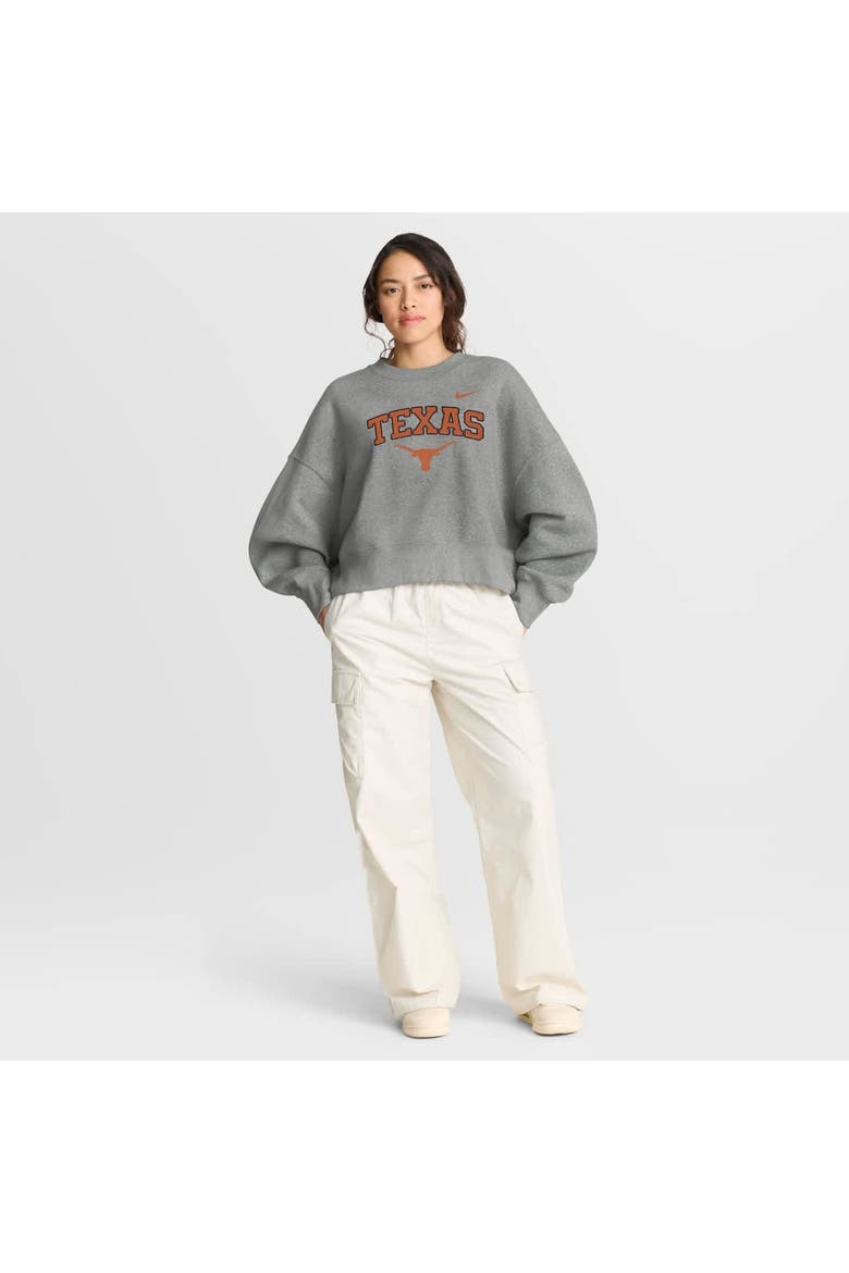 Women's Nike Heather Gray Texas Longhorns Oversized Phoenix Arch Pullover Sweatshirt, Alternate, color, Heather Gray