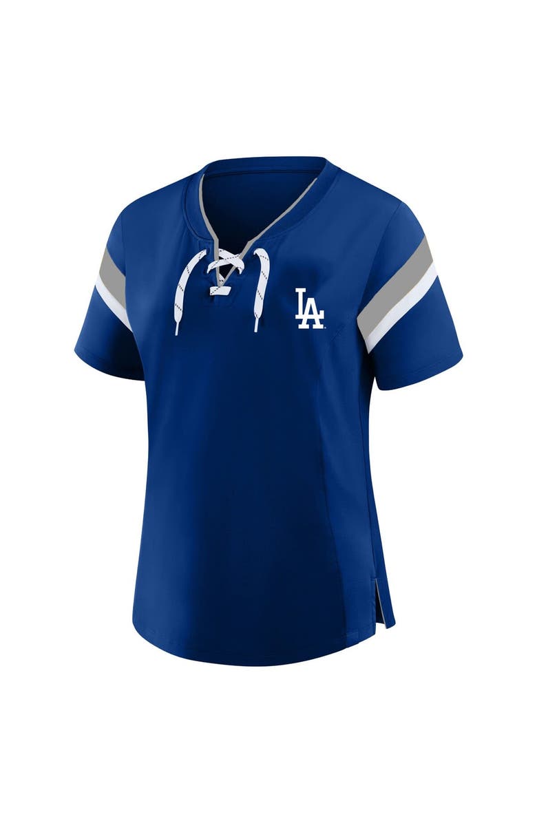 PROFILE Women's Profile  Gray Los Angeles Dodgers Lace-Up T-Shirt, Alternate, color, Gray