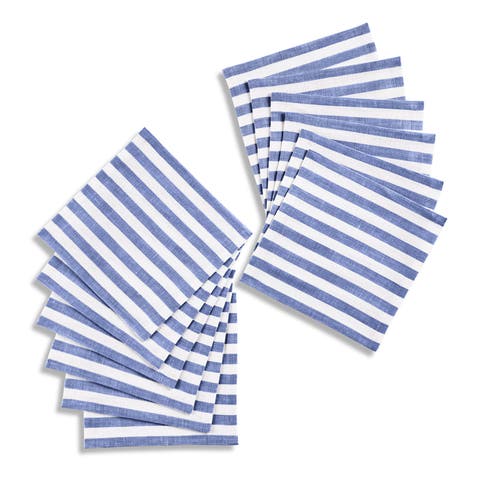 Linen Cocktail Napkins - Amalfi Stripe, 6" x 6"