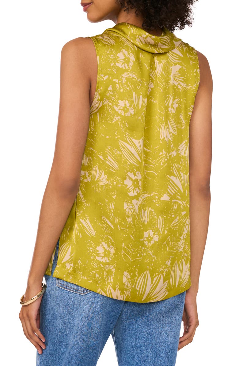 Vince Camuto Floral Print Sleeveless Cowl Neck Satin Top, Alternate, color,