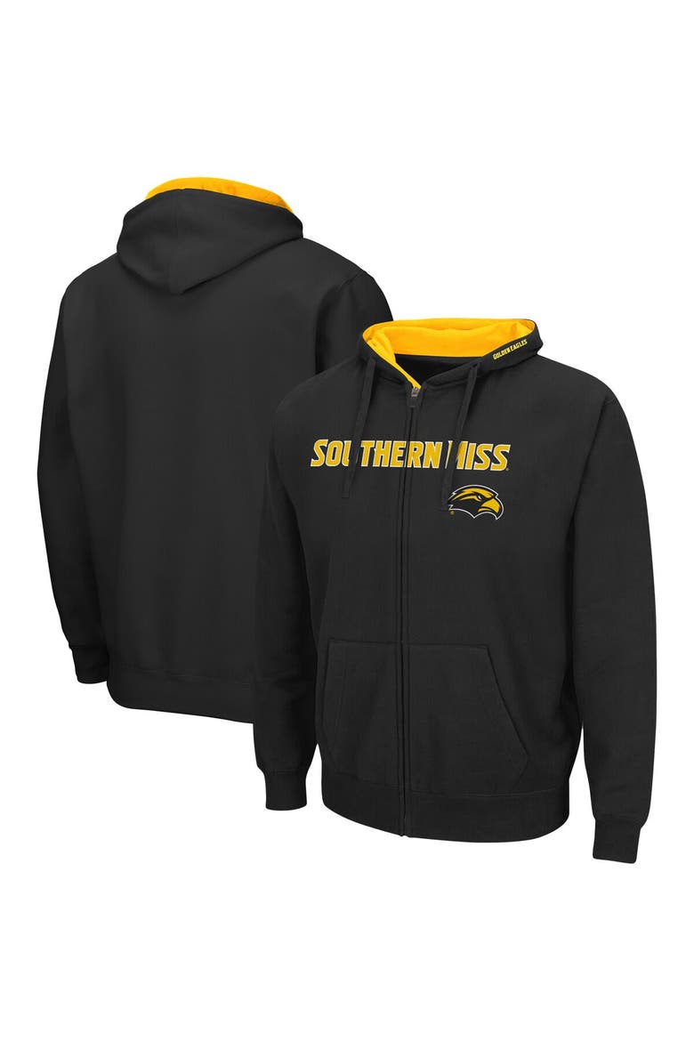 Men's Colosseum Black Southern Miss Golden Eagles Arch & Logo 3.0 Full-Zip Hoodie, Main, color, Black