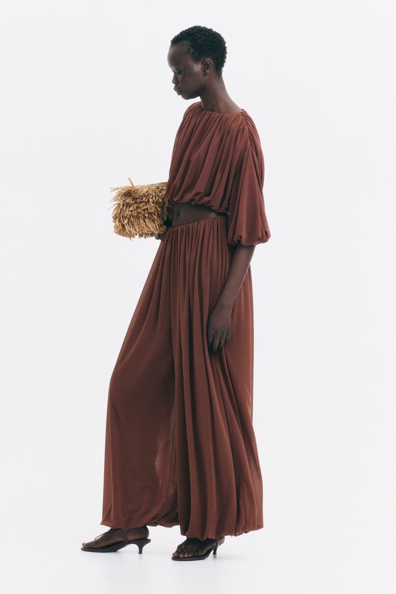 Draped Balloon Trousers, Alternate, color, Brown