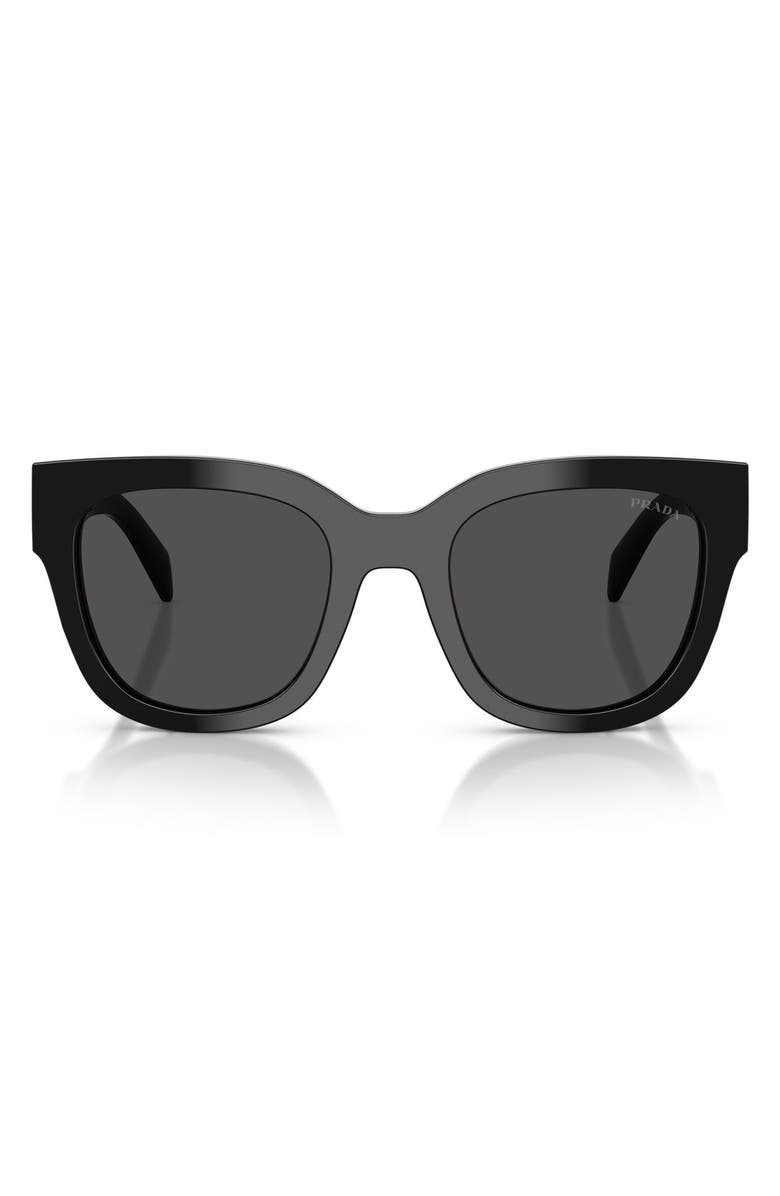 Prada 52mm Square Sunglasses, Main, color, Black / Dark Grey