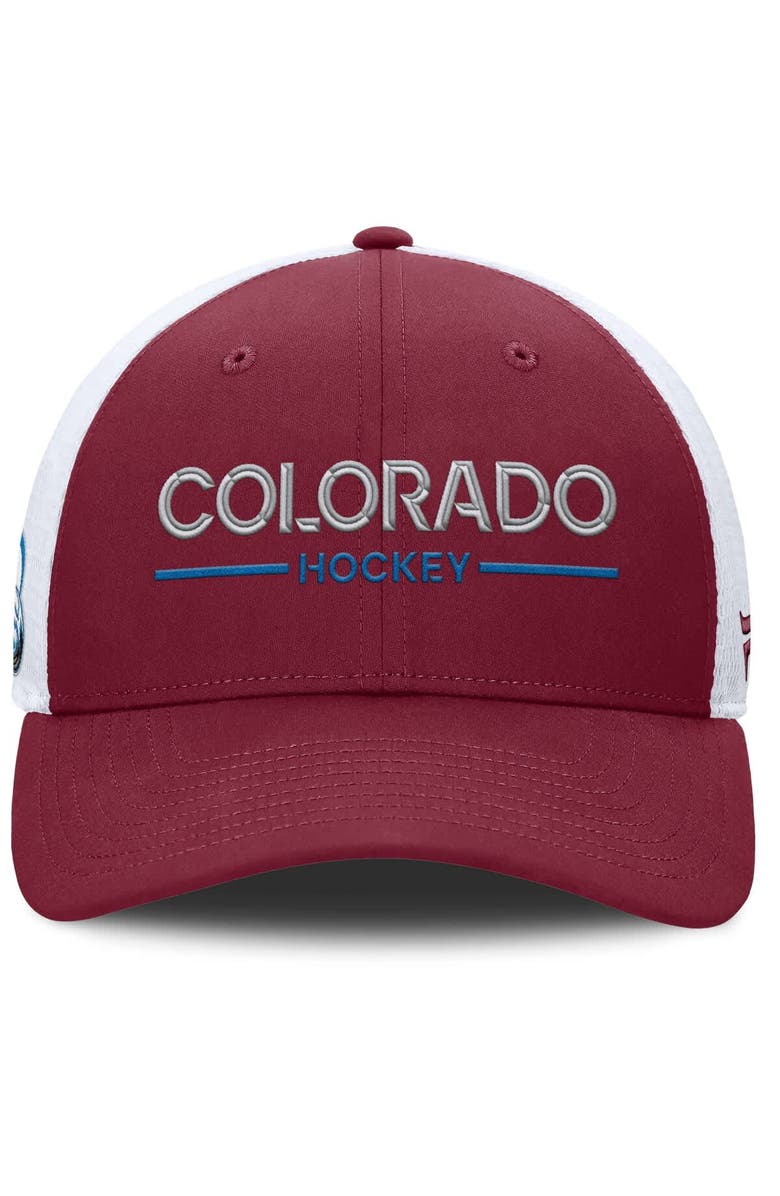 FANATICS Men's Fanatics Burgundy/White Colorado Avalanche Authentic Pro Rink Lockup Adjustable Trucker Hat, Alternate, color, Burgundy