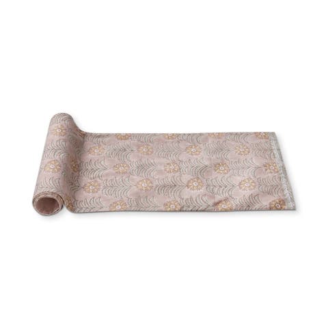 Sunflower Block Print Abstract Cotton Table Runner Decor