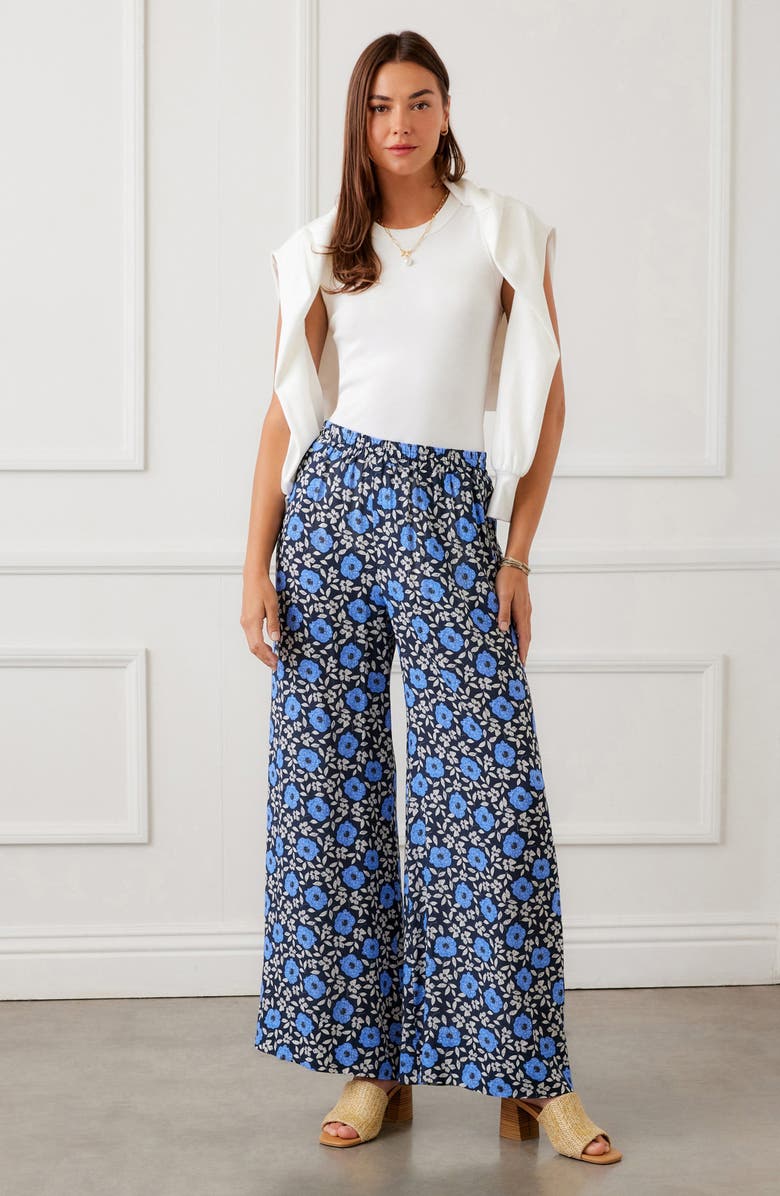 Karen Kane Floral Pull-On Wide Leg Pants, Alternate, color, Floral Print