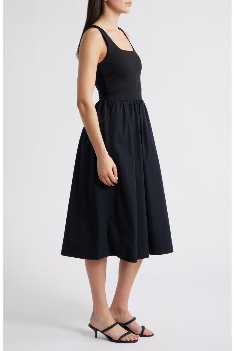 SPANXsmooth™ Jersey Mixed Media Midi Dress, Alternate, color, CLASSIC BLACK