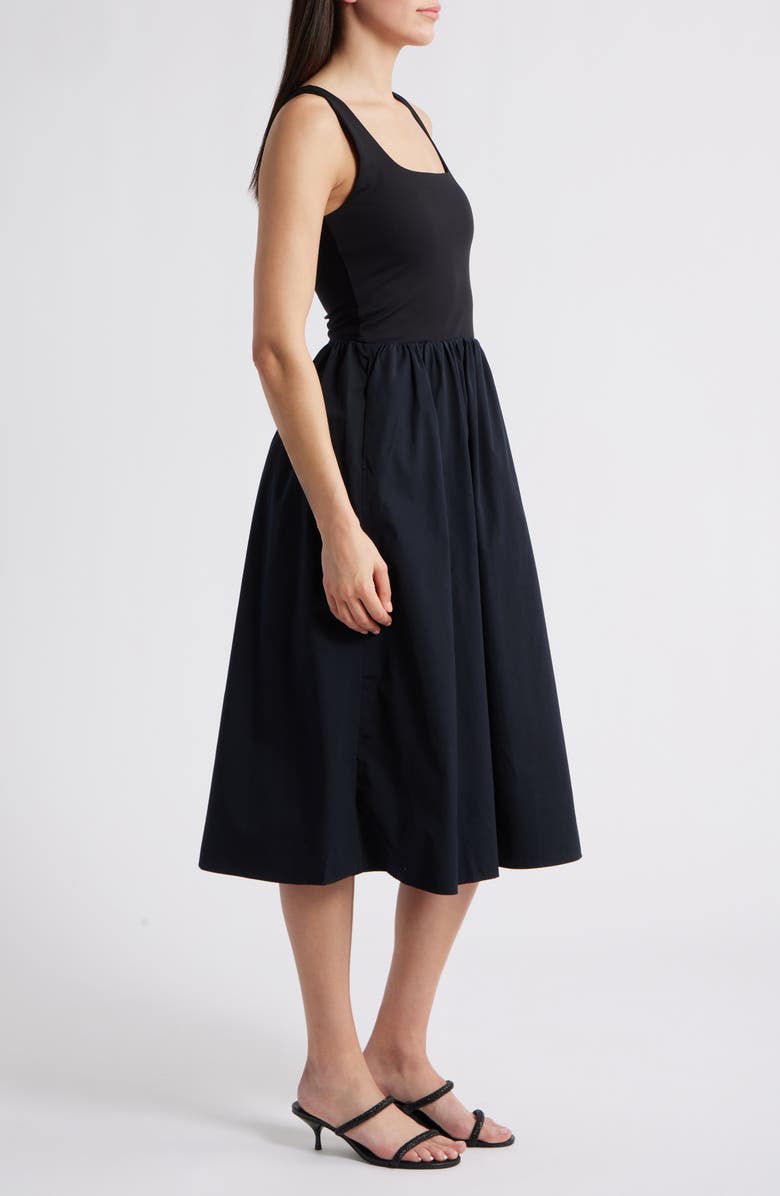 SPANX<sup>®</sup> SPANXsmooth<sup>™</sup> Jersey Mixed Media Midi Dress, Alternate, color, Classic Black