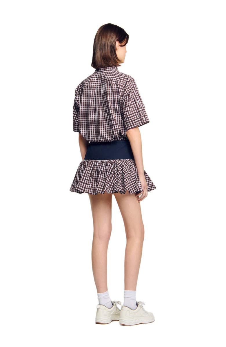 SANDRO Checked skort, Alternate, color, Brown