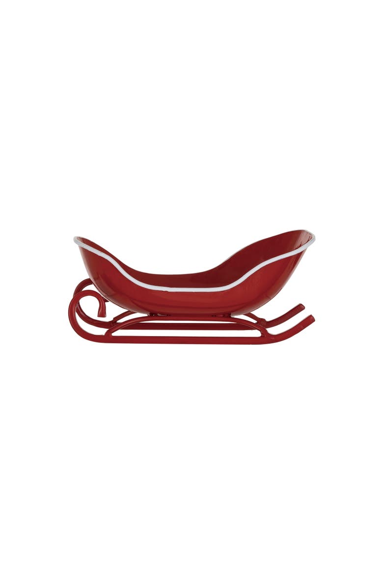 Holiday Metal Sleigh Soap Dish, Main, color, Red; White