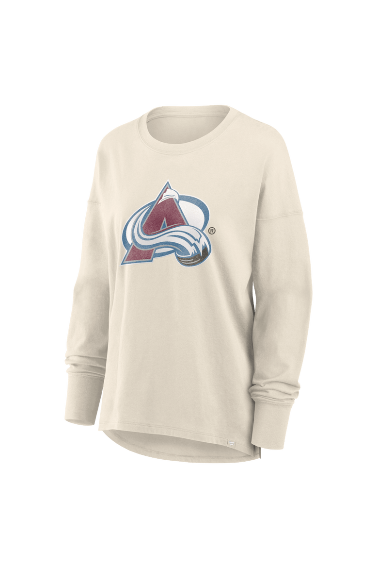 Women's Fanatics Cream Colorado Avalanche Distressed Logo Long Sleeve T-Shirt, Alternate, color, Cream