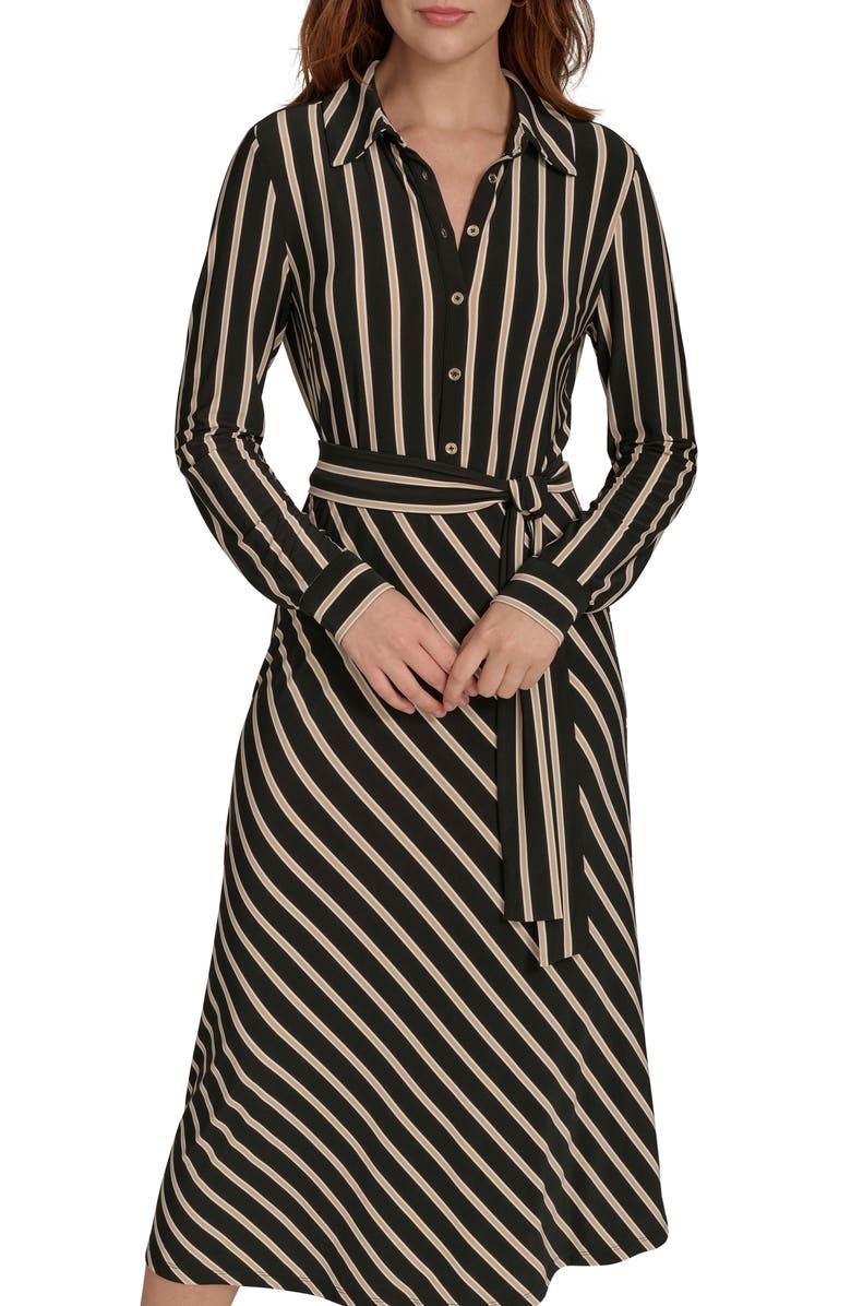 Tommy Hilfiger Long Sleeve Midi Dress, Alternate, color, Black.sand