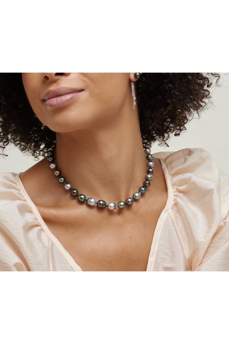 8-10mm Tahitian South Sea Multicolor Baroque Pearl Necklace, Alternate, color, Sterling Silver Clasp