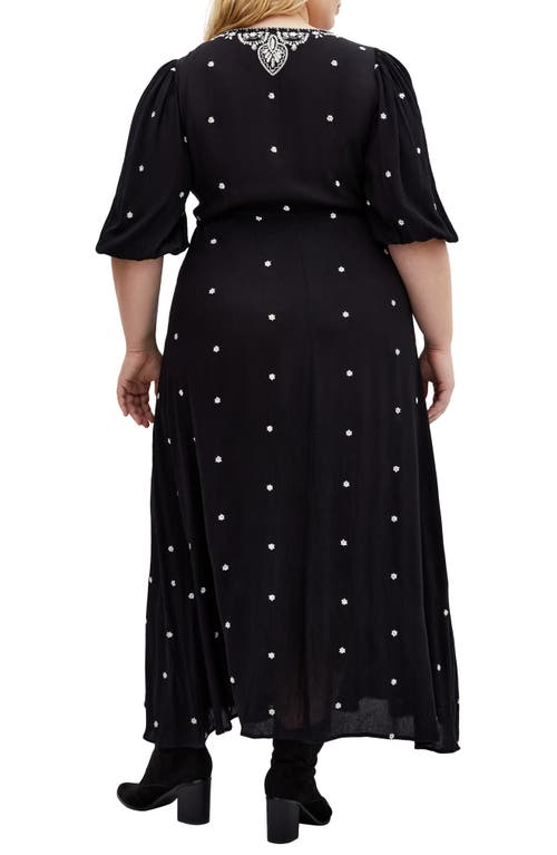 City Chic Anaya Embroidered Maxi Dress In Black