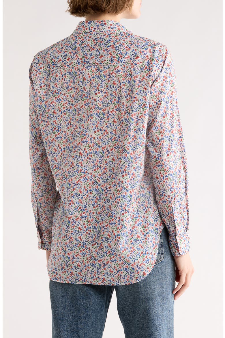 Cotton Button-Up Shirt, Alternate, color, RED BLUE SMALL FLOWERS