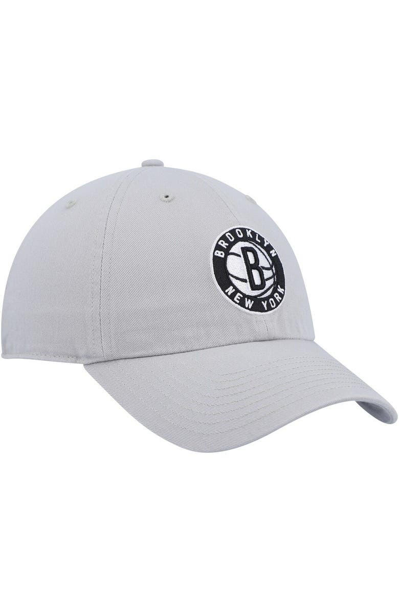 '47 Men's '47 Gray Brooklyn Nets Team Logo Clean Up Adjustable Hat, Alternate, color, 
