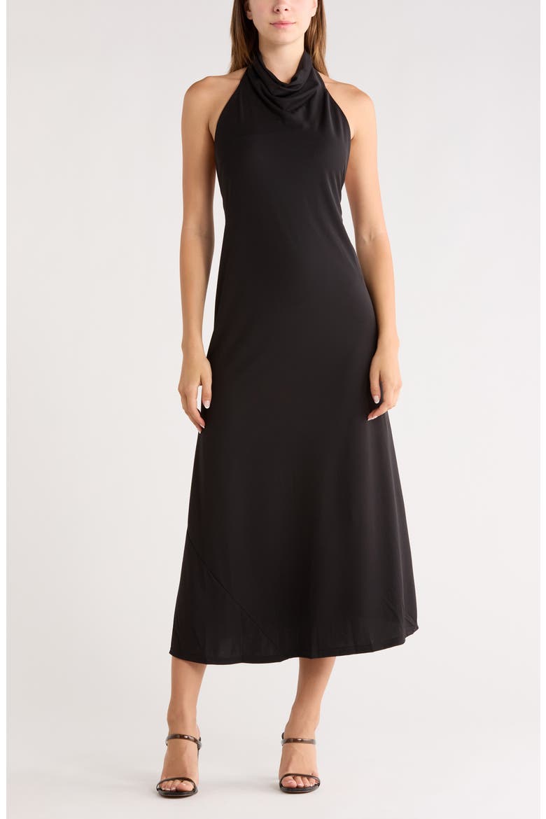 Jersey Halter Dress, Main, color, BLACK