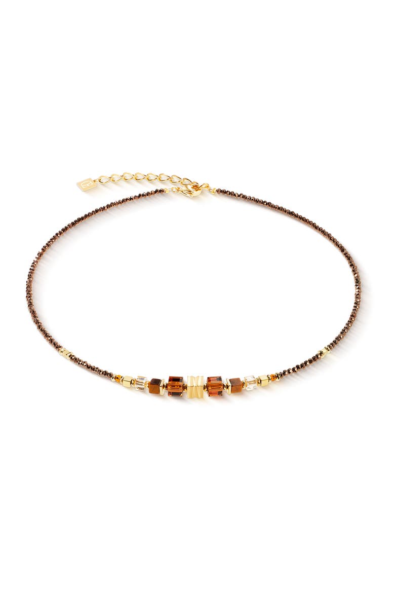 Wave Cube Flow Gold Necklace, Main, color, Brown