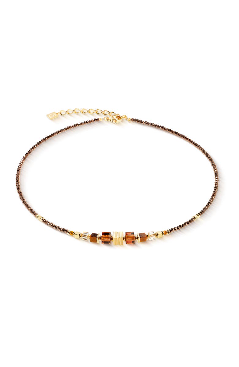 COEUR DE LION Wave Cube Flow Gold Necklace, Main, color, Brown