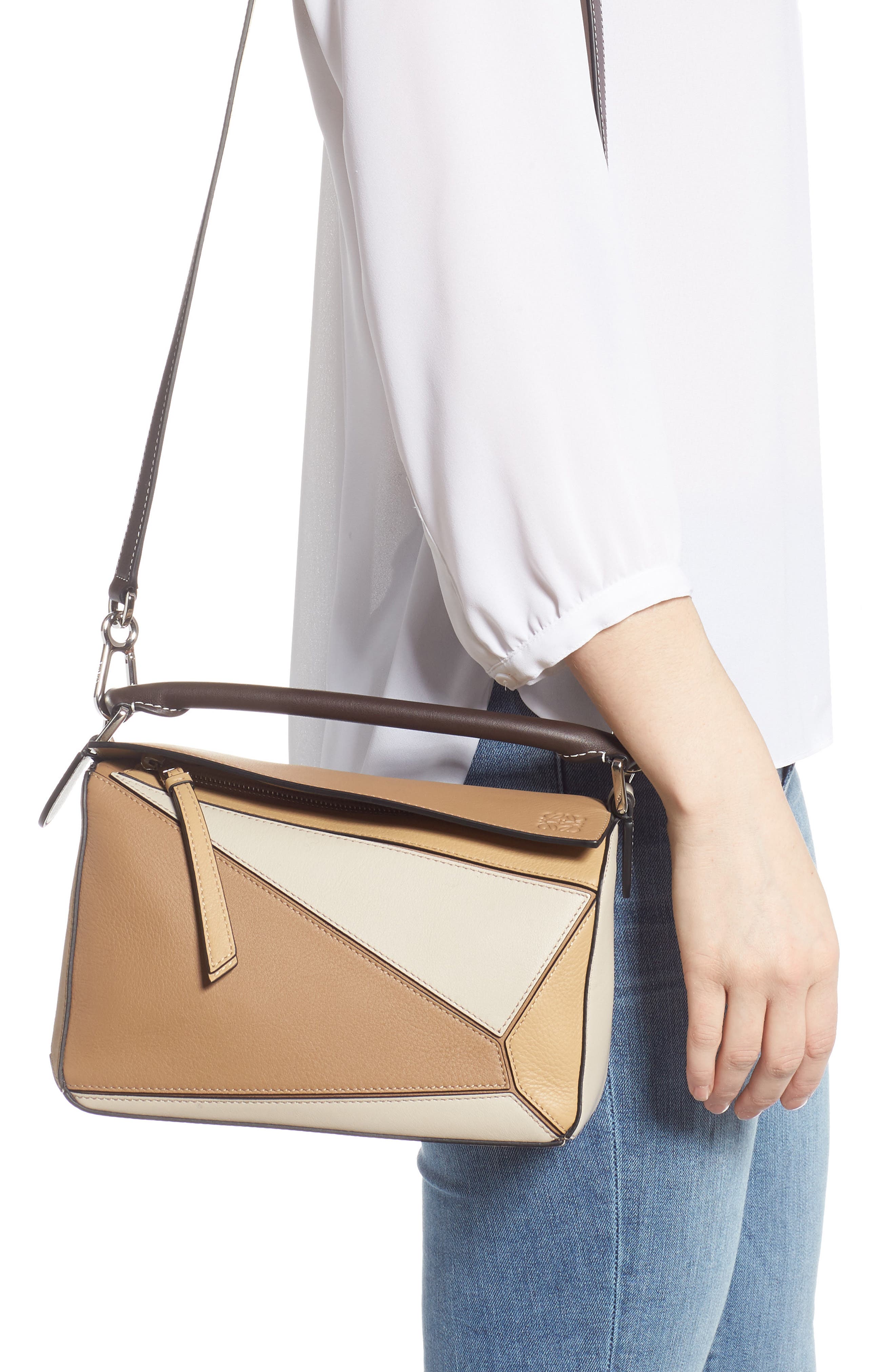 Loewe Puzzle Small Calfskin Leather Bag, Alternate, color, 