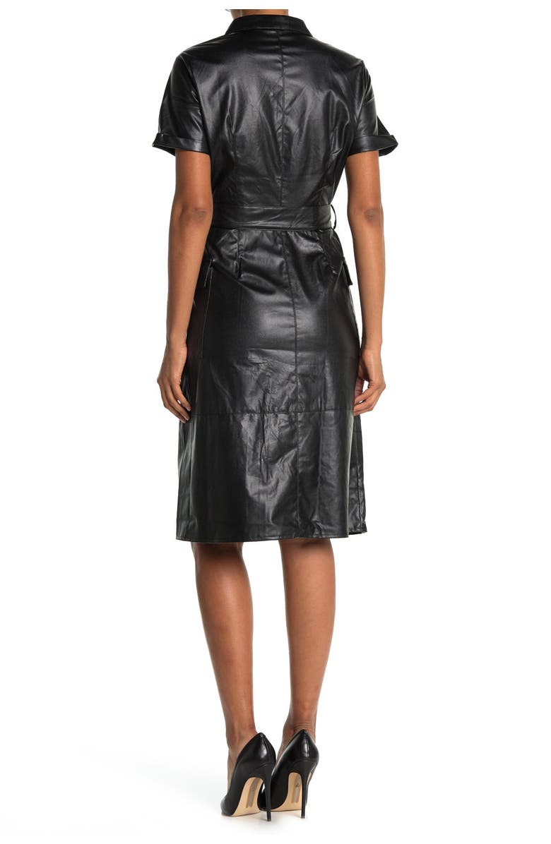 Jealous Tomato Faux Leather Shirt Dress, Main, color, 