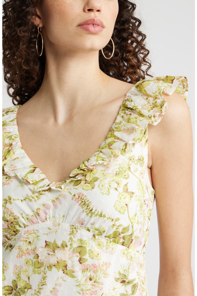 Ruffle Sleeve Tiered Midi Dress, Alternate, color, IVORY- AMANDA FLORAL