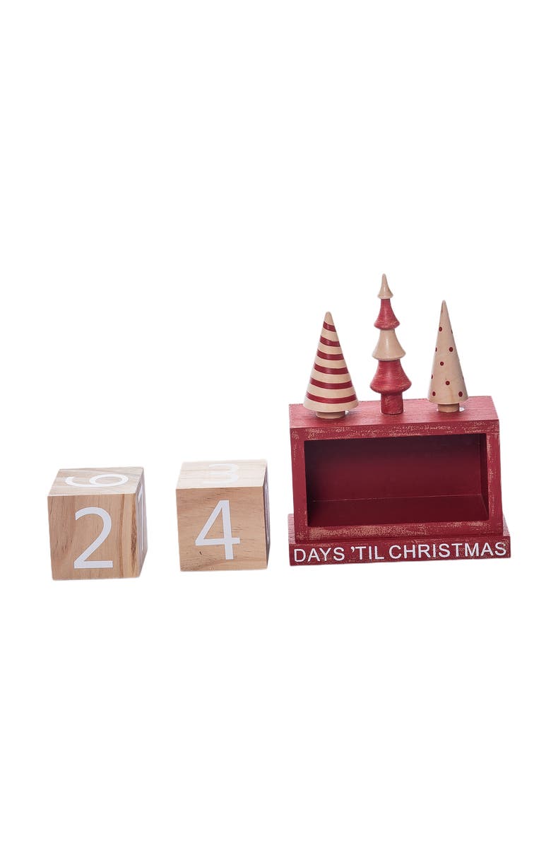Transpac Multicolor Rustic Christmas Tree Advent Calendar Set of 3, Alternate, color, Red