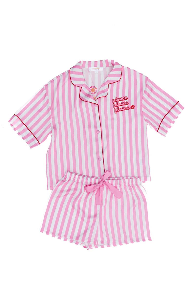Girls' Please Please Please Silky Short Sleeve Shorts Set - Little Kid, Big Kid, Main, color, Multicolor