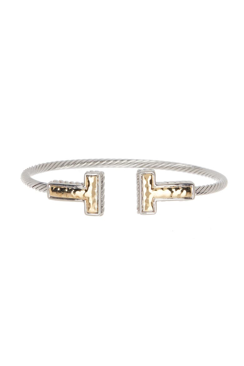 Two-Tone Twisted Cable Cuff Bangle, Main, color, TWO TONE