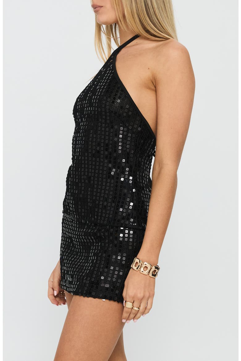 September Sunsets Sequin Halter Top, Alternate, color, BLACK