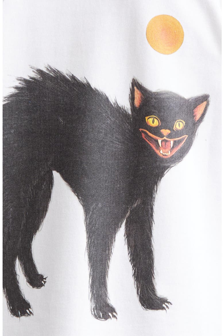 Black Cat Cotton Graphic T-Shirt, Alternate, color, WHITE
