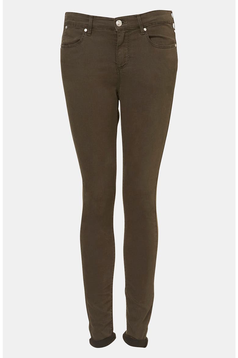 Moto 'Leigh' Skinny Jeans, Main, color, DARK KHAKI