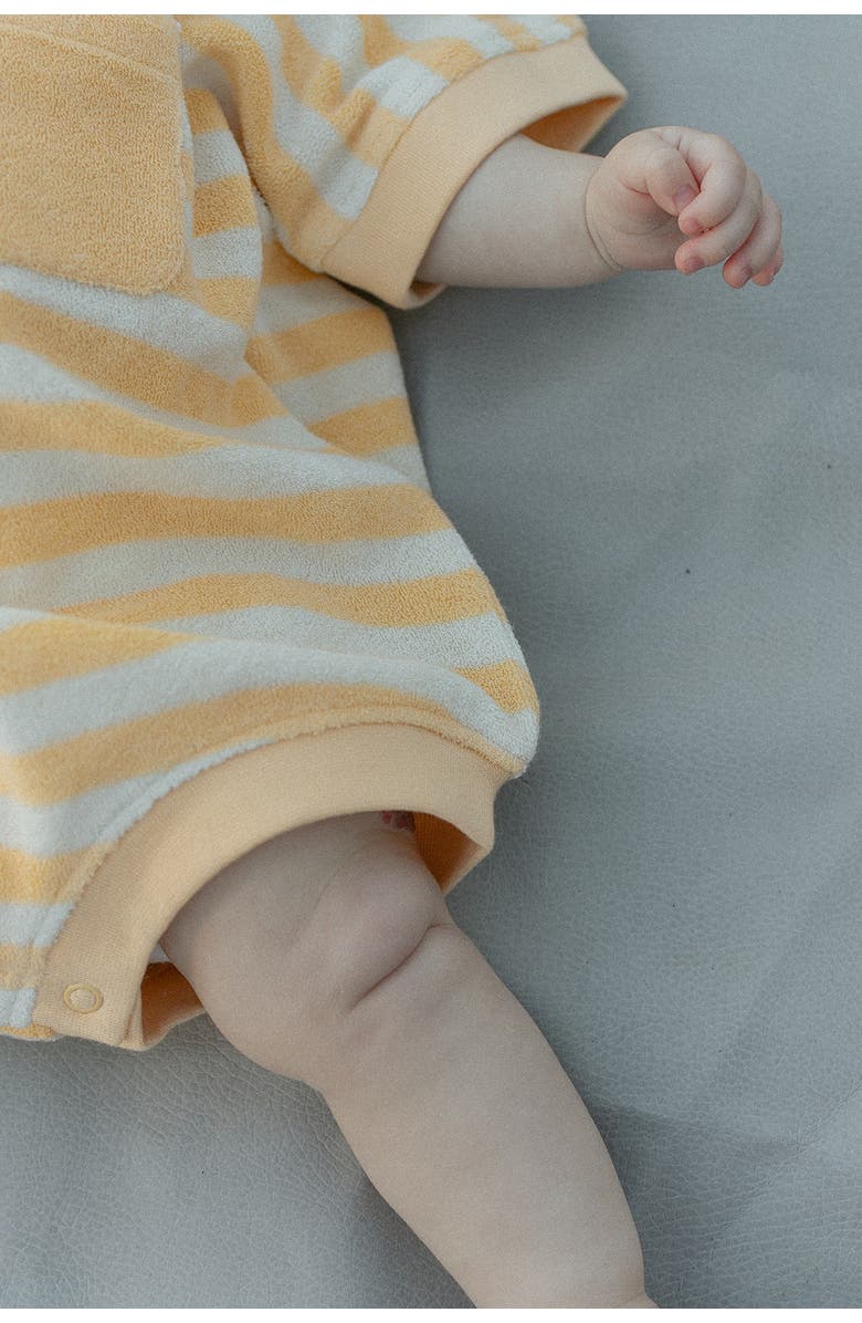Winnie + Crew Callie Romper, Alternate, color, Yellow Stripe