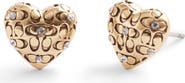 COACH Quilted C Crystal Heart Stud Earrings