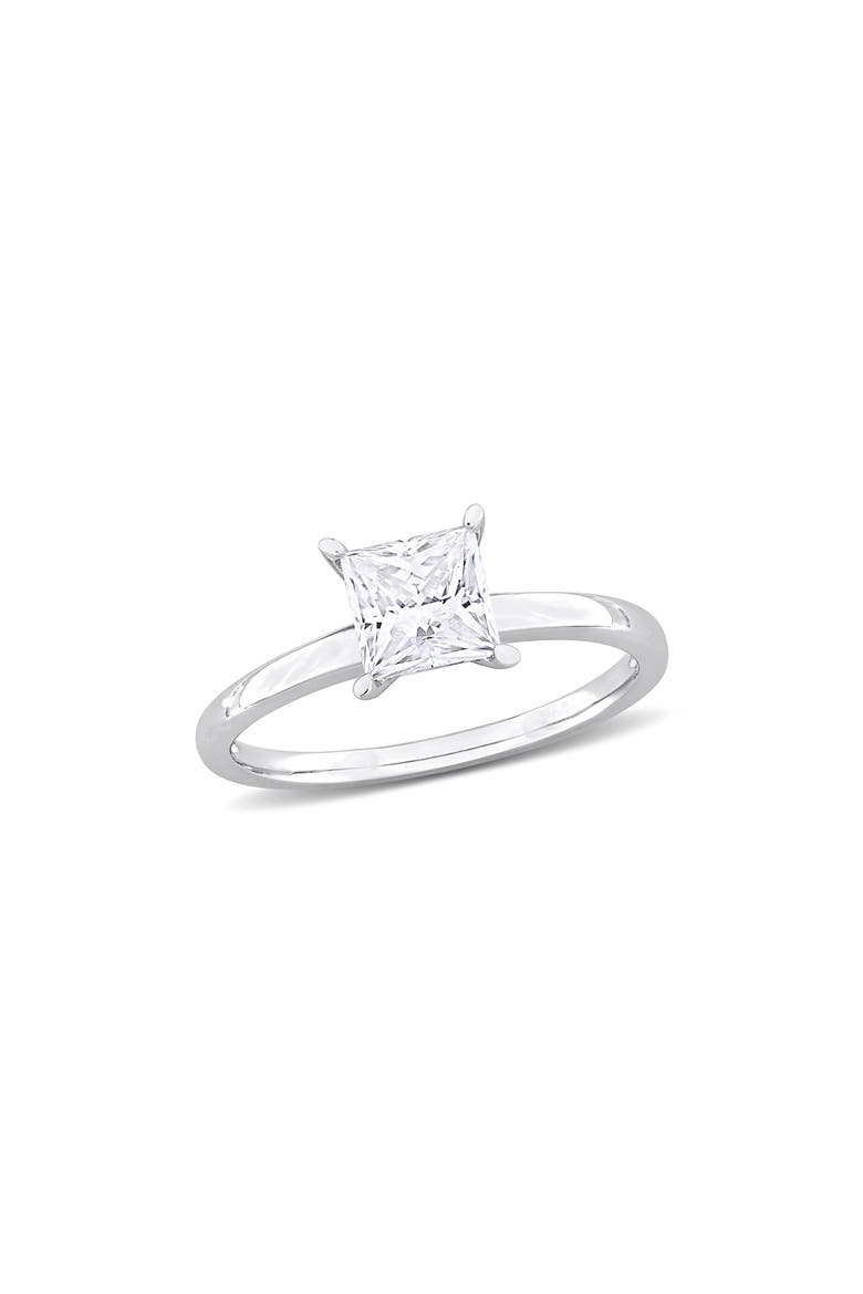 Sterling Silver Princess Cut Moissanite Solitaire Ring, Main, color, SILVER