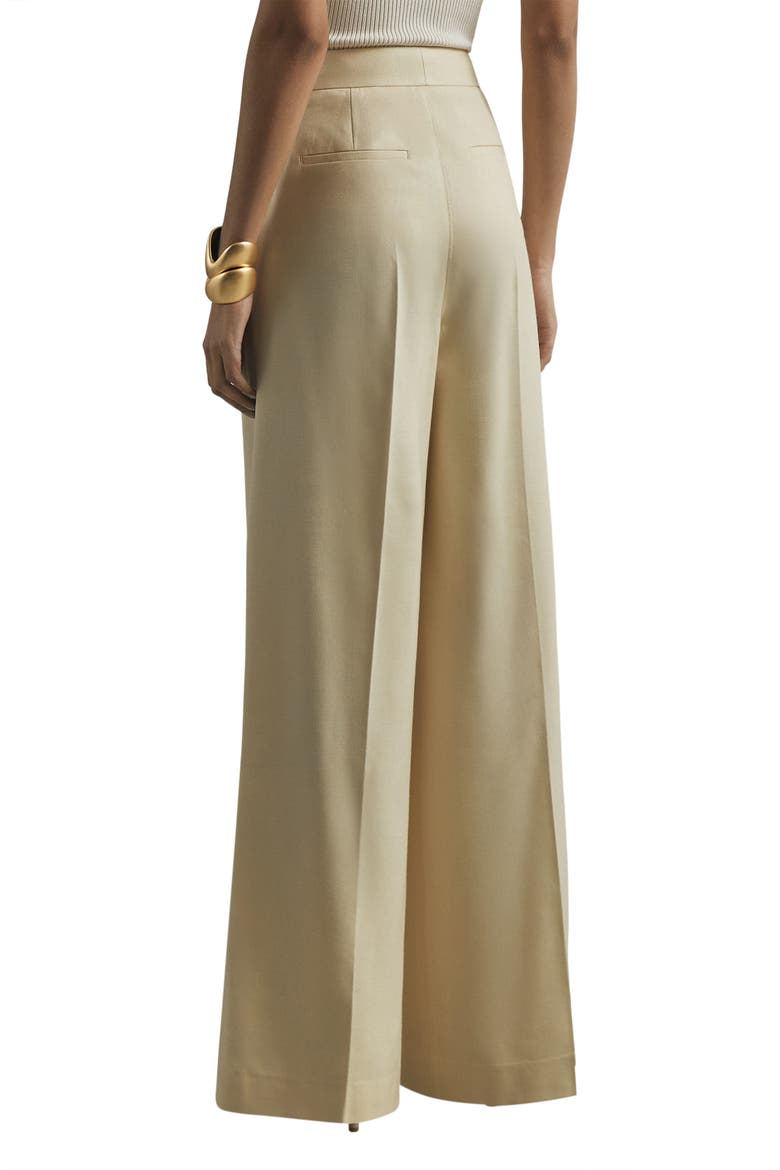 Anya Wide Leg Silk & Wool Pants, Alternate, color, CREAM