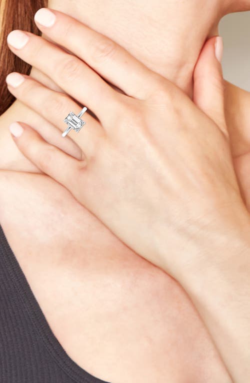 Badgley Mischka Emerald Cut Lab Created Diamond Engagement Ring In White