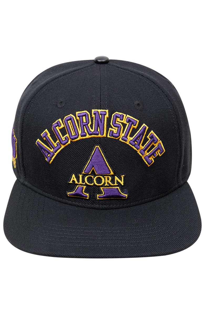 PRO STANDARD Men's Pro Standard Black Alcorn State Braves Arch Over Logo Evergreen Snapback Hat, Alternate, color, Black