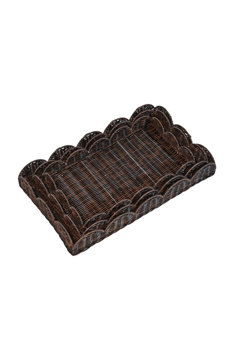 HAPPIMESS Parker Southwestern Cottage Resin Scalloped Rectangular Decorative Serving Trays,, Alternate, color, Dark Brown