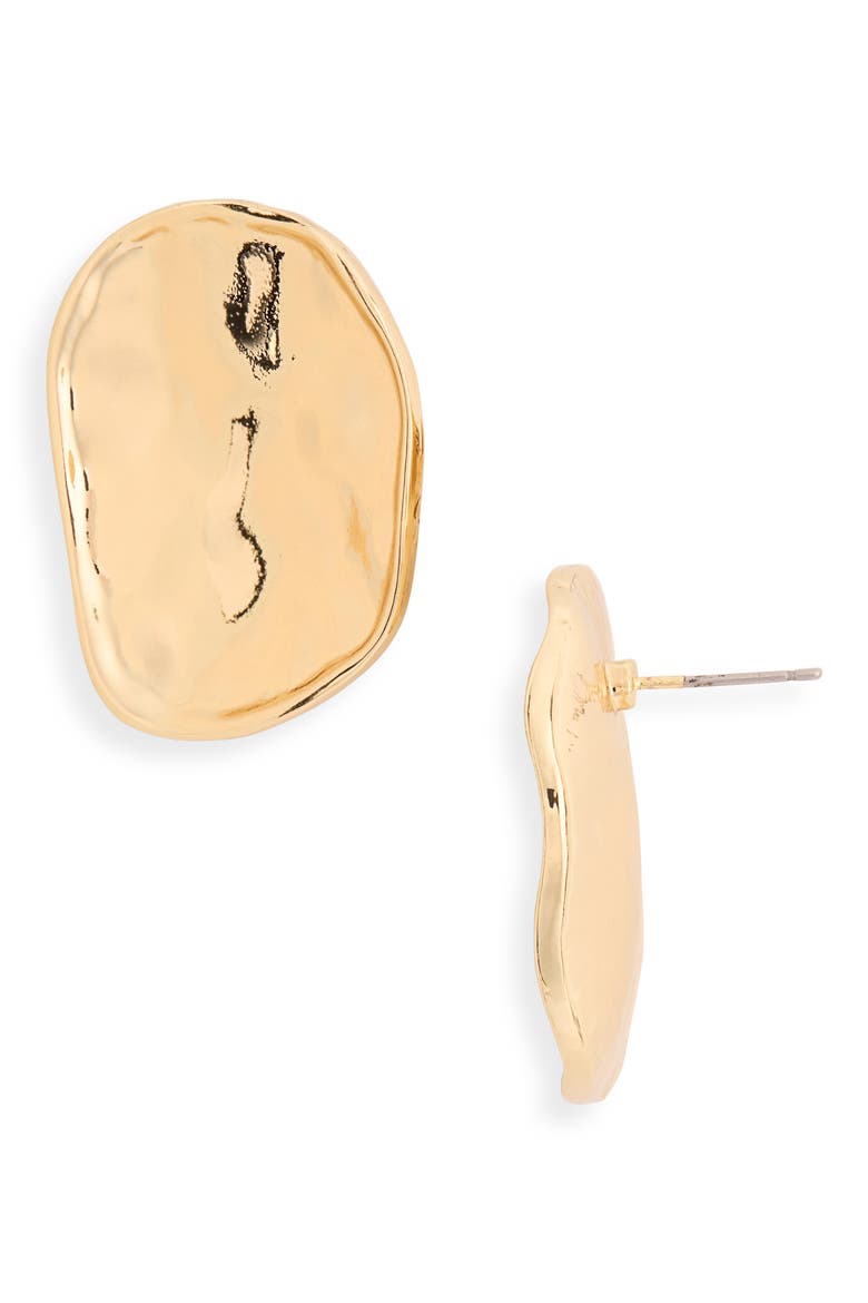 Molten Button Stud Earrings, Main, color, GOLD