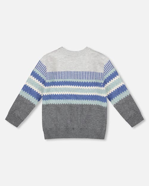 Deux Par Deux Knitted Jacquard Sweater In Gray