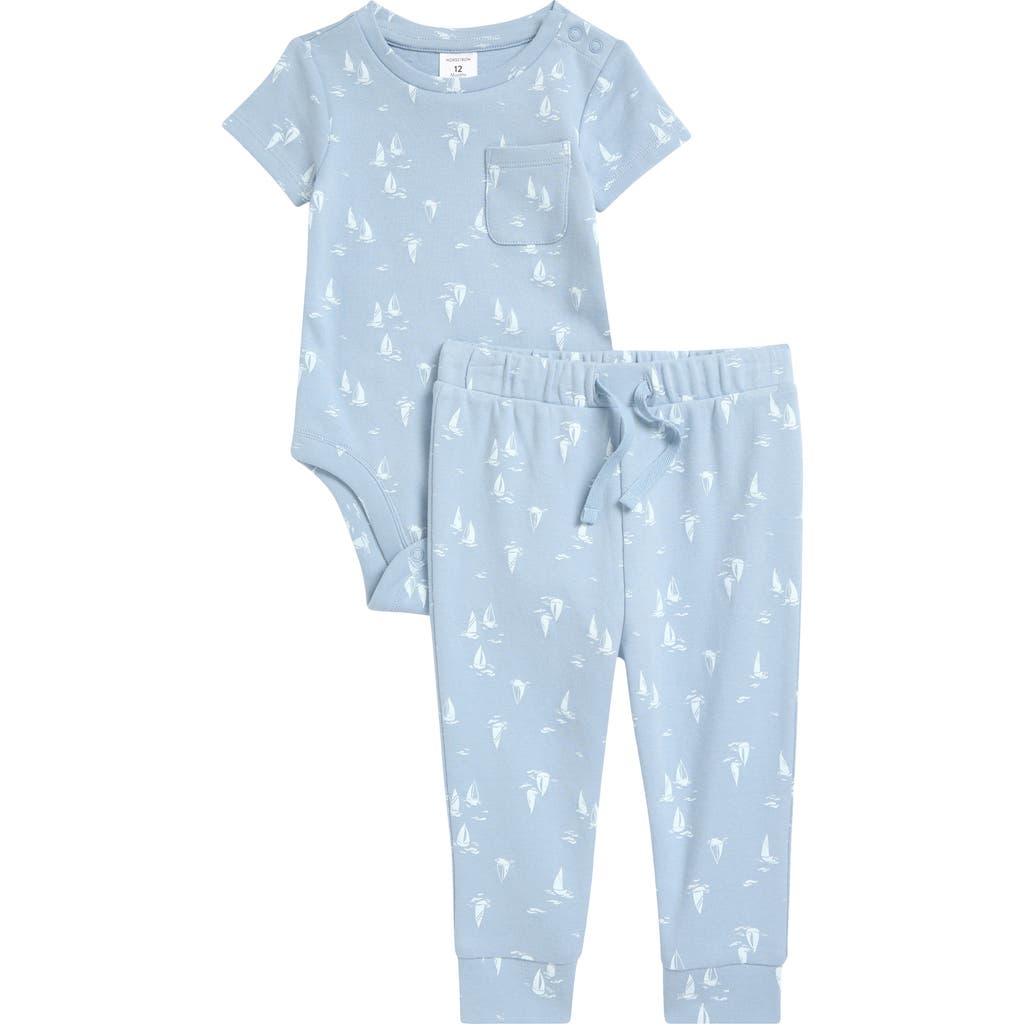 NORDSTROM NORDSTROM PATTERNED COTTON ROMPER & JOGGERS SET