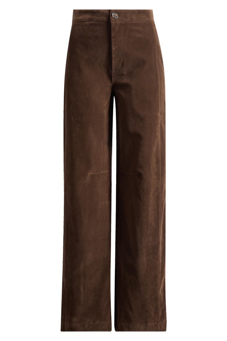 Faux Suede Wide Leg Pants, Alternate, color, BROWN