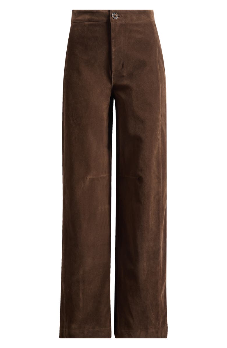 Topshop Faux Suede Wide Leg Pants, Alternate, color, Brown