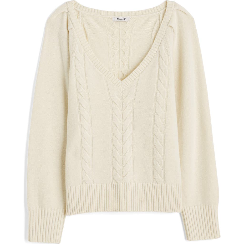 Madewell V-neck Merino Wool Sweater In White