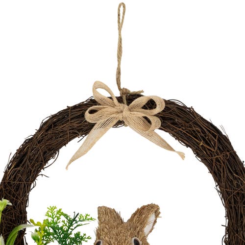 NORTHLIGHT NORTHLIGHT FLORAL GRAPEVINE SPRING EASTER WREATH WITH RABBIT 