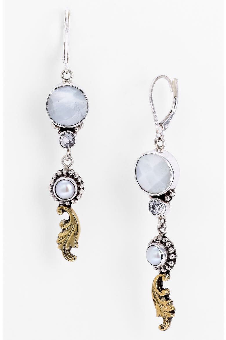 'Embroidery' Earrings, Main, color, SILVER/ WHITE